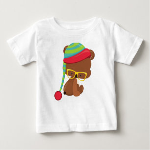 T-shirt Pour Bébé Ours D'Hiver, Ours Hipster, Ours Avec Lunettes, Ca