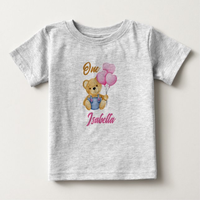 T-shirt Pour Bébé Ours en aquarelle Premier anniversaire Bébé (Devant)