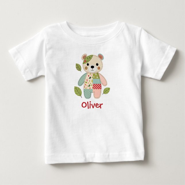 T-shirt Pour Bébé Ours en patchwork mignon (Devant)