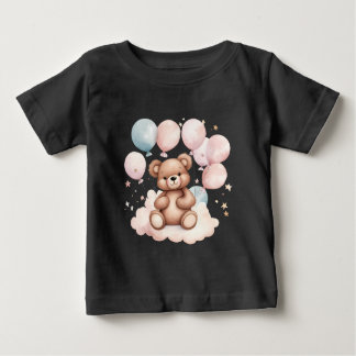 T-shirt Pour Bébé Ours en peluche à ballon d'aquarelle