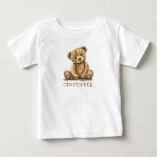 T-shirt Pour Bébé Ours en peluche aquarelle personnalisé pour bébé
