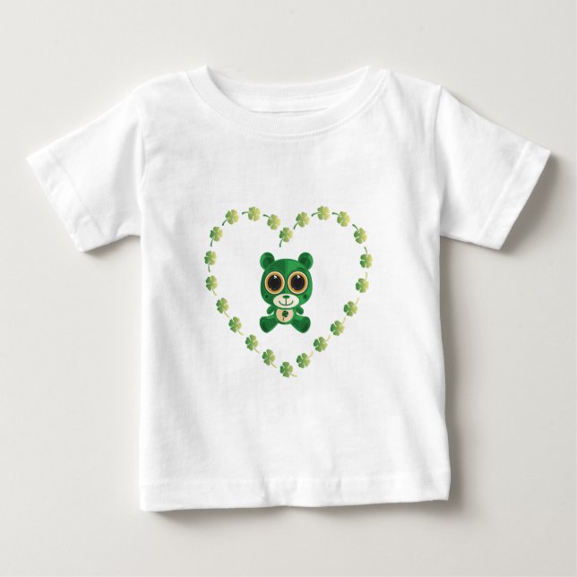 T-shirt Pour Bébé Ours en peluche de la Saint-Patrick (Devant)