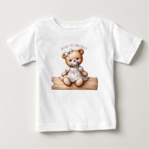 T-shirt Pour Bébé Ours en peluche mignonne avec ballons et cadeaux