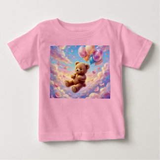 T-shirt Pour Bébé OURS EN PELUCHE ~ Nuages dans le ciel flottant Bal