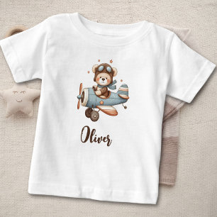 T-shirt Pour Bébé Ours en peluche pilote mignon personnalisé