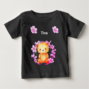 T-shirt Pour Bébé ours et fleurs