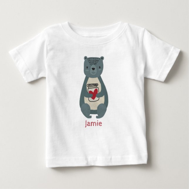 T-shirt Pour Bébé Ours gris mou (Devant)