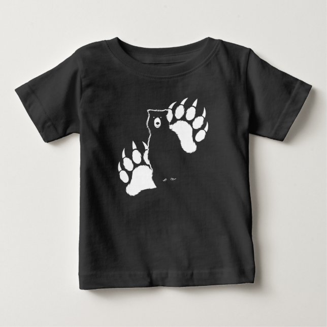 T-shirt Pour Bébé Ours grizzli et empreintes (Devant)