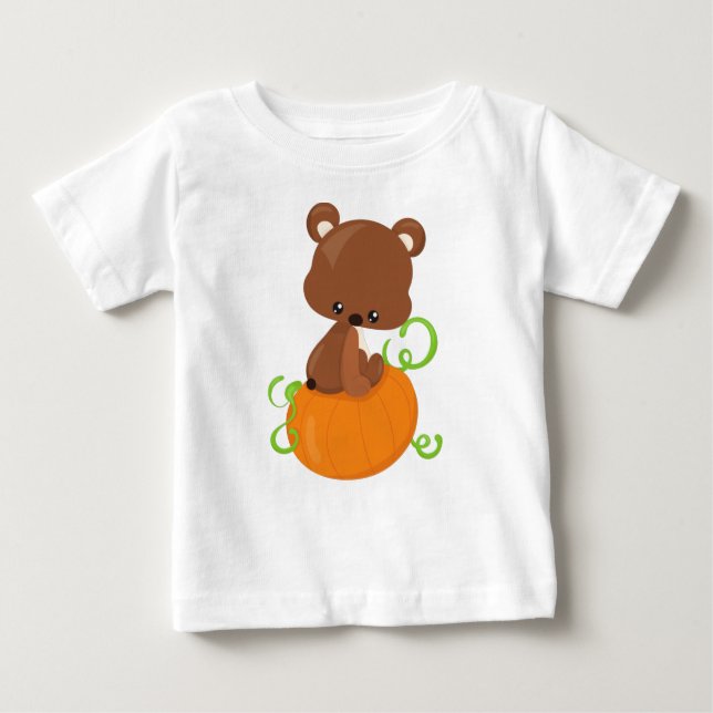 T-shirt Pour Bébé Ours mignon, Ours petit, Ours Brown, Citrouille (Devant)