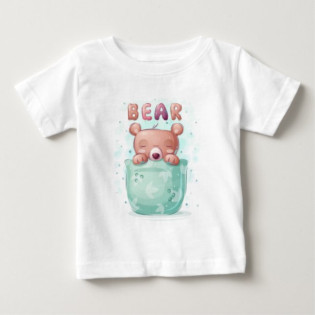 T-shirt Pour Bébé Ours mignon Prendre un bain (Devant)