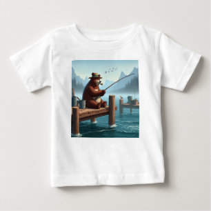 T-shirt Pour Bébé Ours montagnard rustique et vintage à l'extérieur