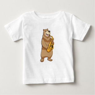 T-shirt Pour Bébé Ours musicien avec saxophone