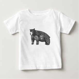 T-shirt Pour Bébé Ours Noir Bois Artistique