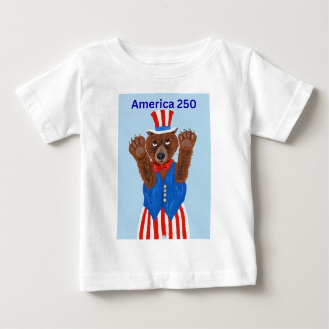 T-shirt Pour Bébé Ours Oncle Sam America 250 (Devant)