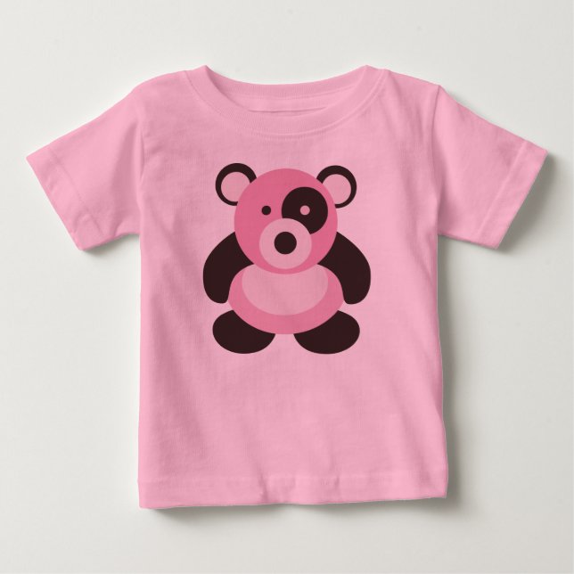 T-shirt Pour Bébé Ours panda de roses pâles (Devant)