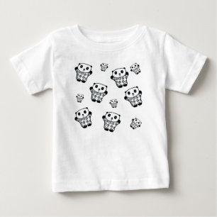T-shirt Pour Bébé Ours Panda Noir Et Blanc Simple Moderne 
