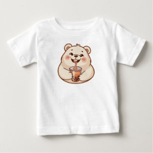 T-shirt Pour Bébé Ours polaire mignon Boire Boba Tea tee Bubble Lait