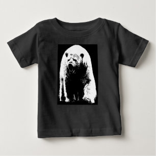T-shirt Pour Bébé Ours polaire noir et blanc Pop Art