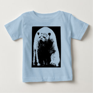 T-shirt Pour Bébé Ours polaire noir et blanc Pop Art