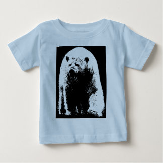 T-shirt Pour Bébé Ours polaire noir et blanc Pop Art