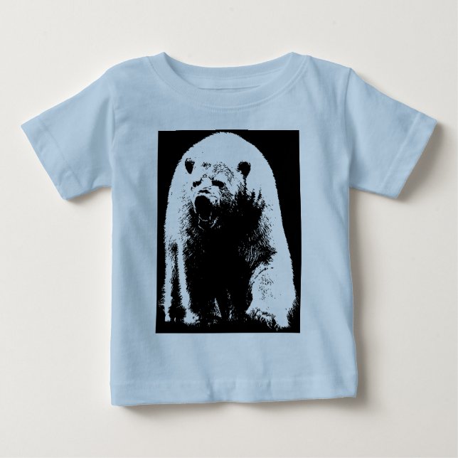 T-shirt Pour Bébé Ours polaire noir et blanc Pop Art (Devant)
