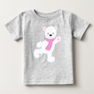 T-shirt Pour Bébé Ours Polaire, Ours Blanc, Ours De Patinage Sur Gla