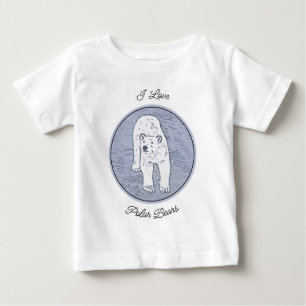 T-shirt Pour Bébé Ours polaire sur la peinture sur glace - Art origi