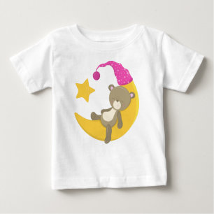 T-shirt Pour Bébé Ours Qui Dort, Ours Sur La Lune, Ours Mignons