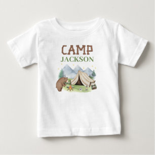 T-shirt Pour Bébé Ourson Brun Tente Happy Camper 1er Anniversaire 