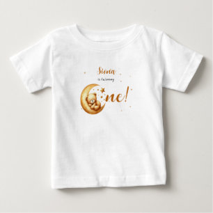 T-shirt Pour Bébé Ourson Mignon Endormi Sur La Lune 1er Anniversaire