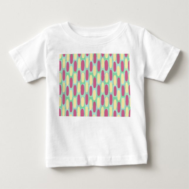 T-shirt Pour Bébé Ovales jaune et rose (Devant)