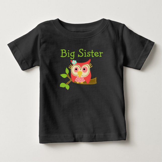 T-shirt Pour Bébé Owl Big Sister (Devant)