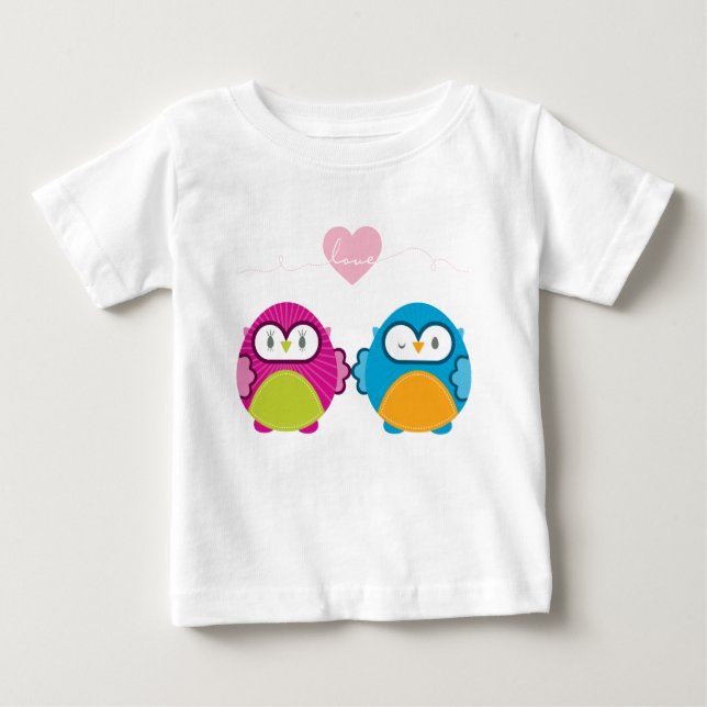 T-shirt Pour Bébé OWL LOVE :: fille vive + garçon (Devant)