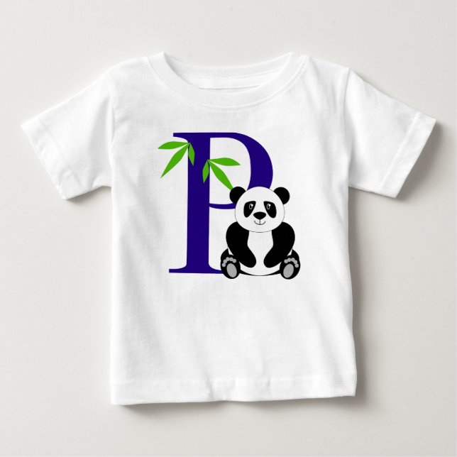 T-shirt Pour Bébé P est pour Panda (Devant)
