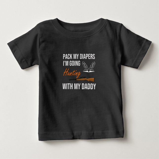 T-shirt Pour Bébé Pack Mes Diapeurs Je vais chasser avec mon papa (Devant)