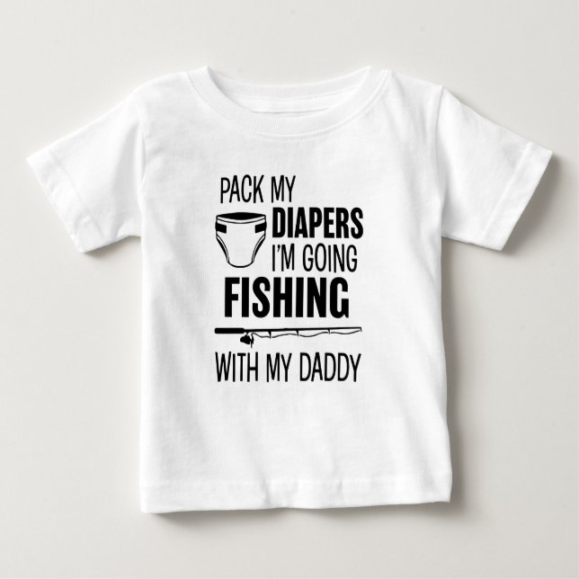 T-shirt Pour Bébé Pack mes Diapeurs Je vais pêcher avec mon papa Sh (Devant)