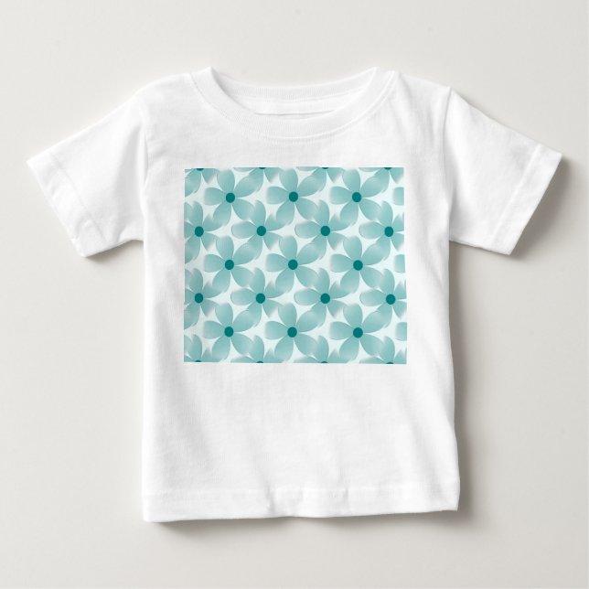 T-shirt Pour Bébé Padrão floral verde. (Devant)