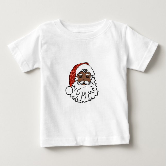 T-shirt Pour Bébé paillettes noir santa claus (Devant)