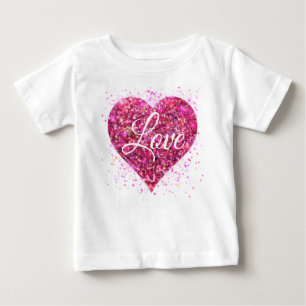 T-shirt Pour Bébé Paillettes rose mousseux, amour graffiti valentine
