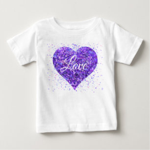 T-shirt Pour Bébé Paillettes violettes, amour graffiti valentine