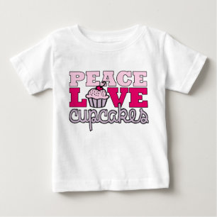 T-shirt Pour Bébé Paix, amour et petits gâteaux !