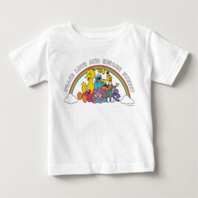 T-shirt Pour Bébé Paix, amour et sésame Street (Devant)