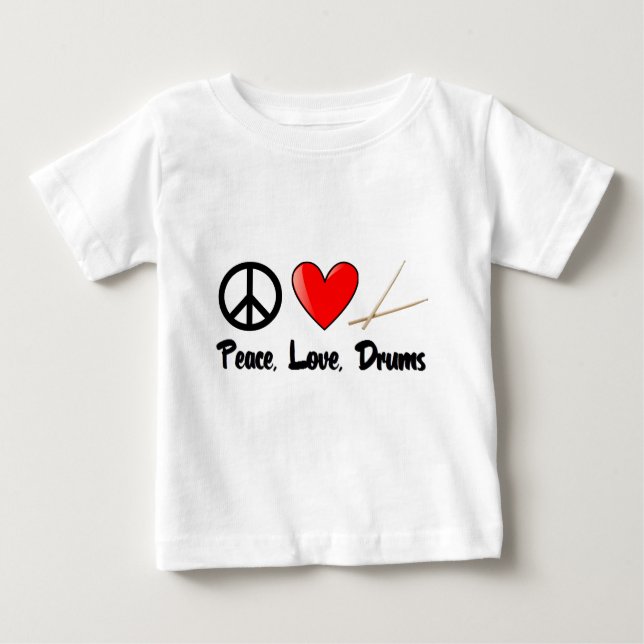 T-shirt Pour Bébé Paix, amour, et tambours (Devant)