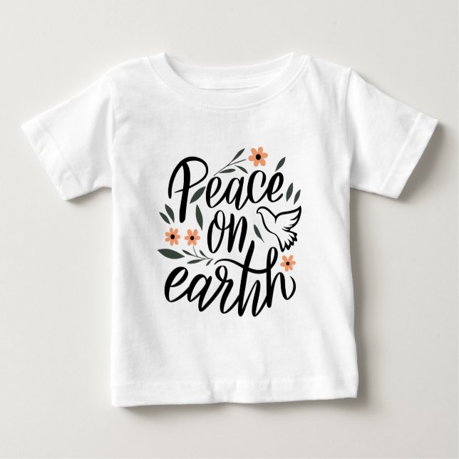 T-shirt Pour Bébé Paix sur Terre Design Floral (Devant)