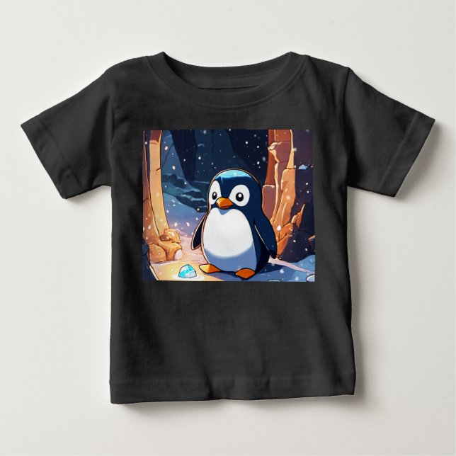 T-shirt Pour Bébé Pal de pêche de pingouin (Devant)
