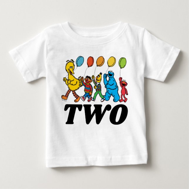 T-shirt Pour Bébé Pal de rue Sésame | Ballons d'anniversaire 2 (Devant)