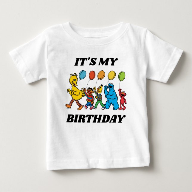 T-shirt Pour Bébé Pal de rue Sésame | C'est mon anniversaire (Devant)