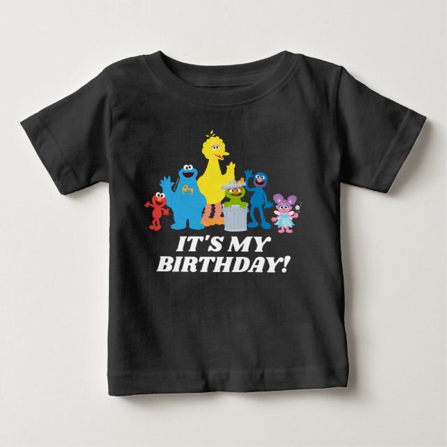T-shirt Pour Bébé Pal de rue Sésame | C'est mon anniversaire (Devant)