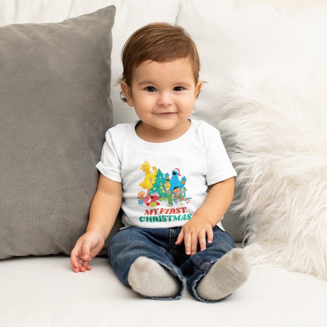 T-shirt Pour Bébé Pal de rue Sésame | Mon premier Noël (Créateur téléchargé)