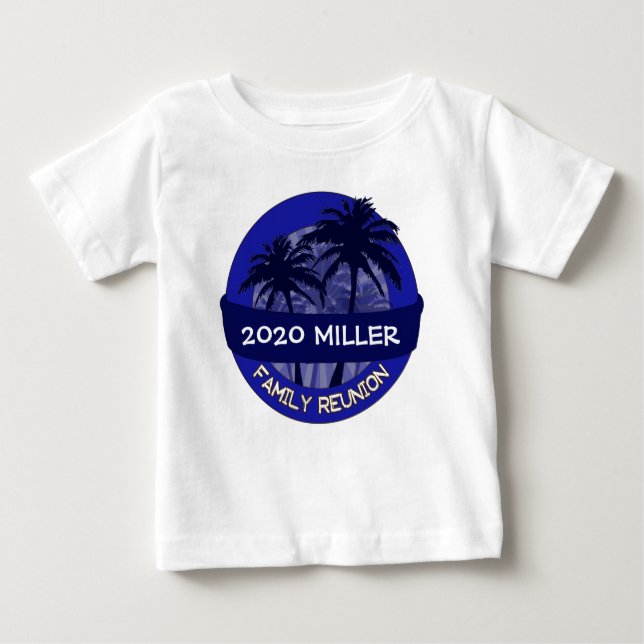 T-shirt Pour Bébé Palmier bleu personnalisé nom de l'année (Devant)